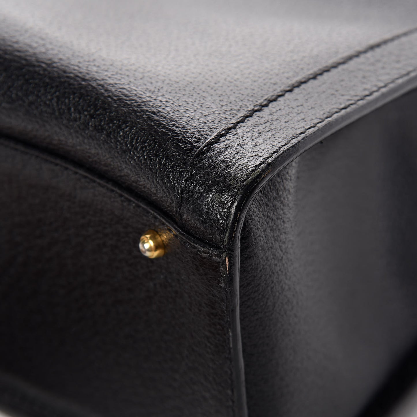 Calfskin Bamboo Top Handle Tote Black