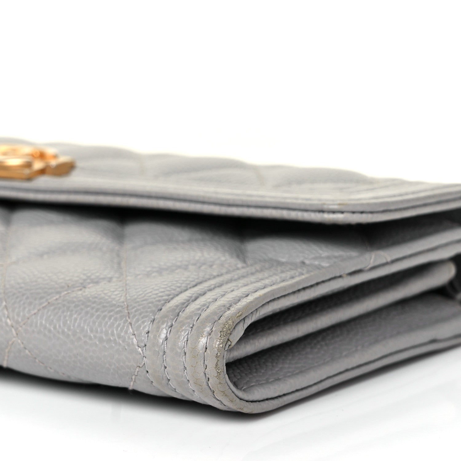 Chanel Caviar Quilted Large Boy Gusset Flap Wallet Grey 10 of 11