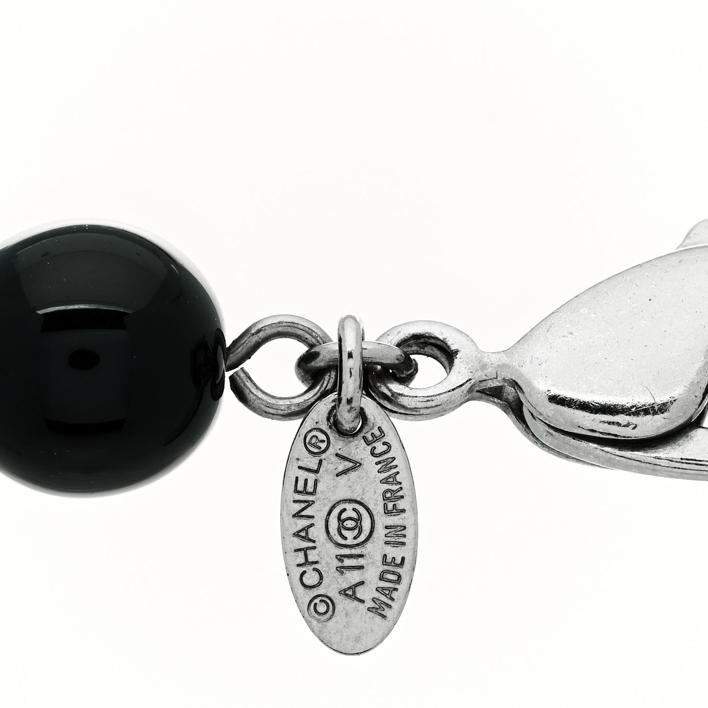 Ruthenium Beaded CC Long Necklace Black