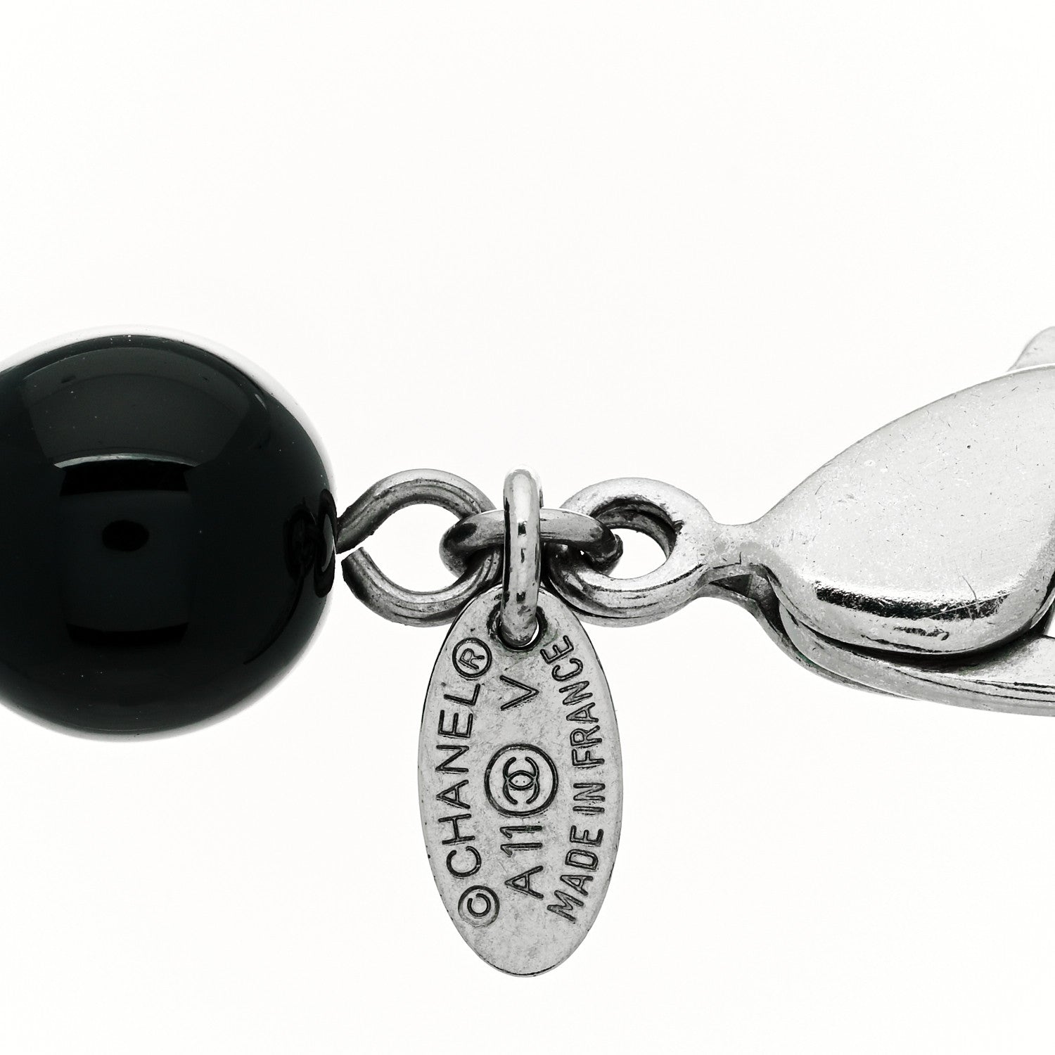 Chanel Ruthenium Beaded CC Long Necklace Black 5 of 5