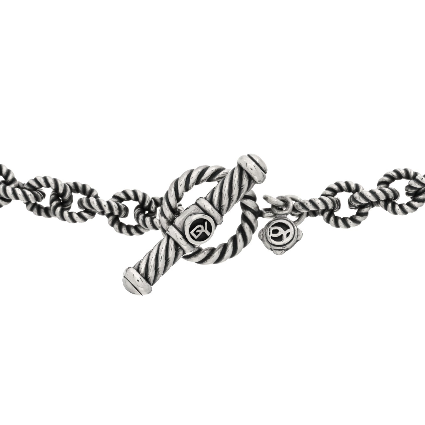 Sterling Silver 6mm Oval Cable Link Toggle Necklace 18"