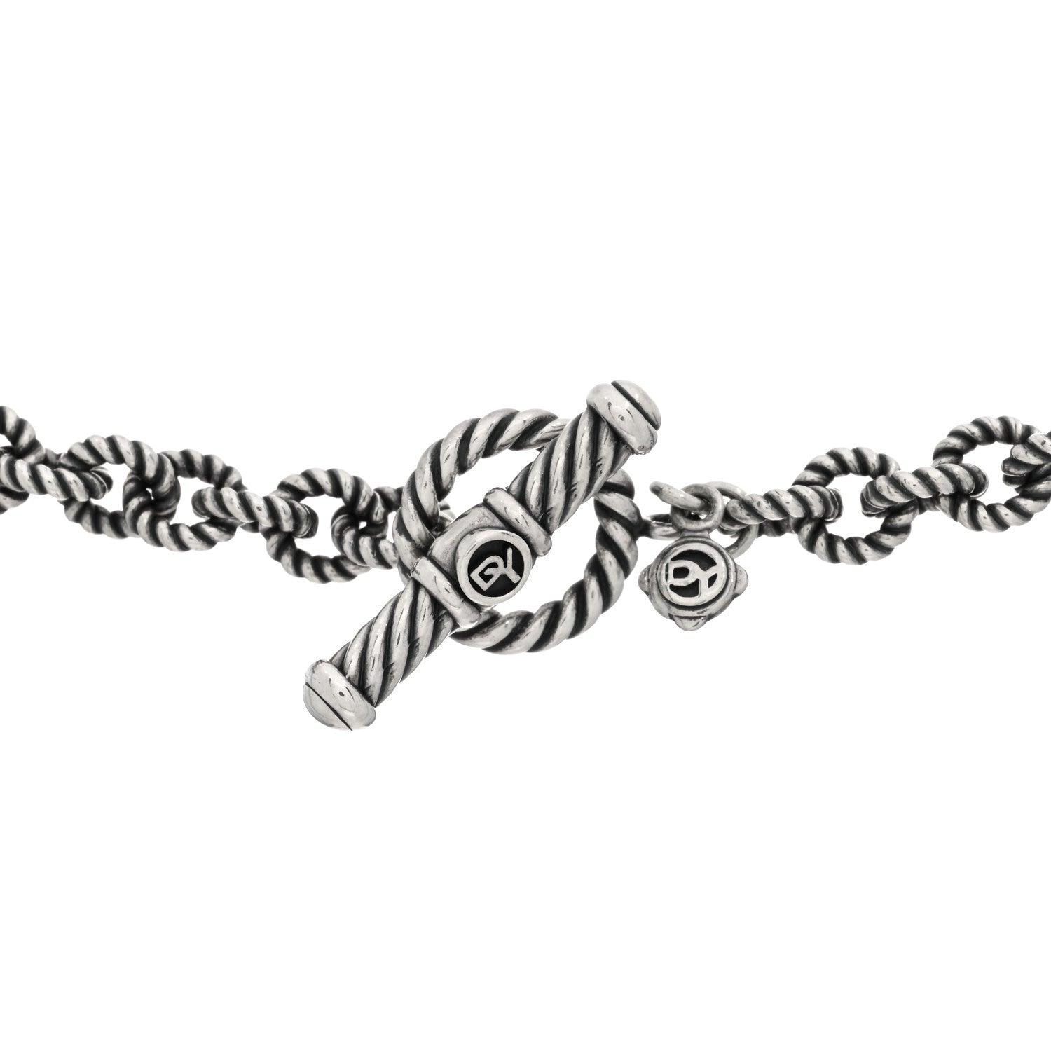 David Yurman Sterling Silver 6mm Oval Cable Link Toggle Necklace 18" 3 of 3