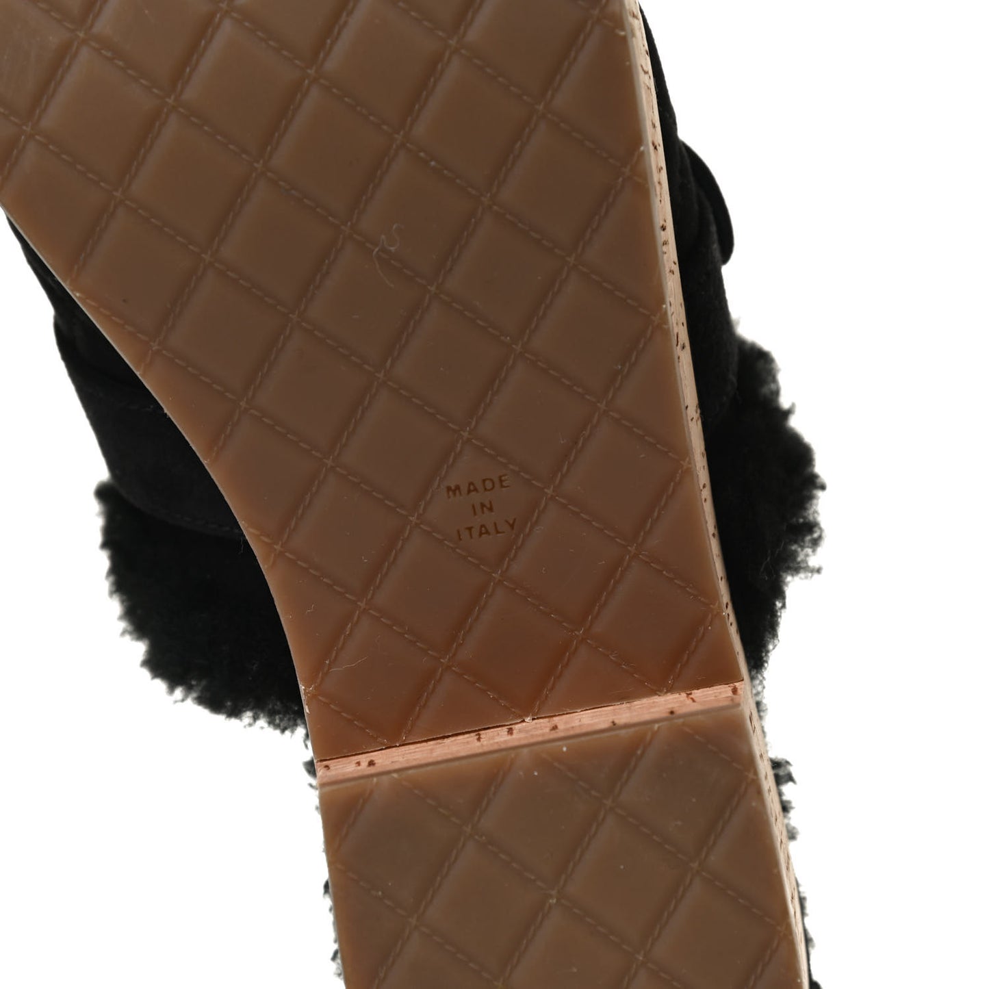 Suede Calfskin Shearling Turn Lock Clogs 38 Black
