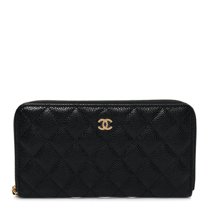 Chanel Caviar Quilted Large Gusset Zip Around Wallet Black 1 of 8