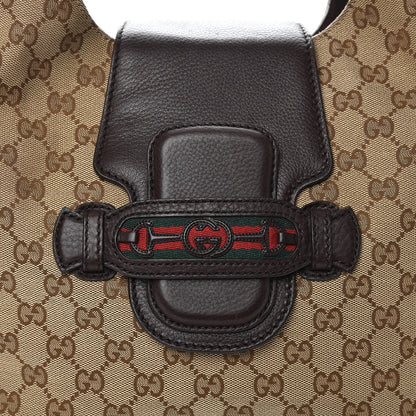 Gucci Monogram Web Medium Dressage Hobo Dark Brown 9 of 9