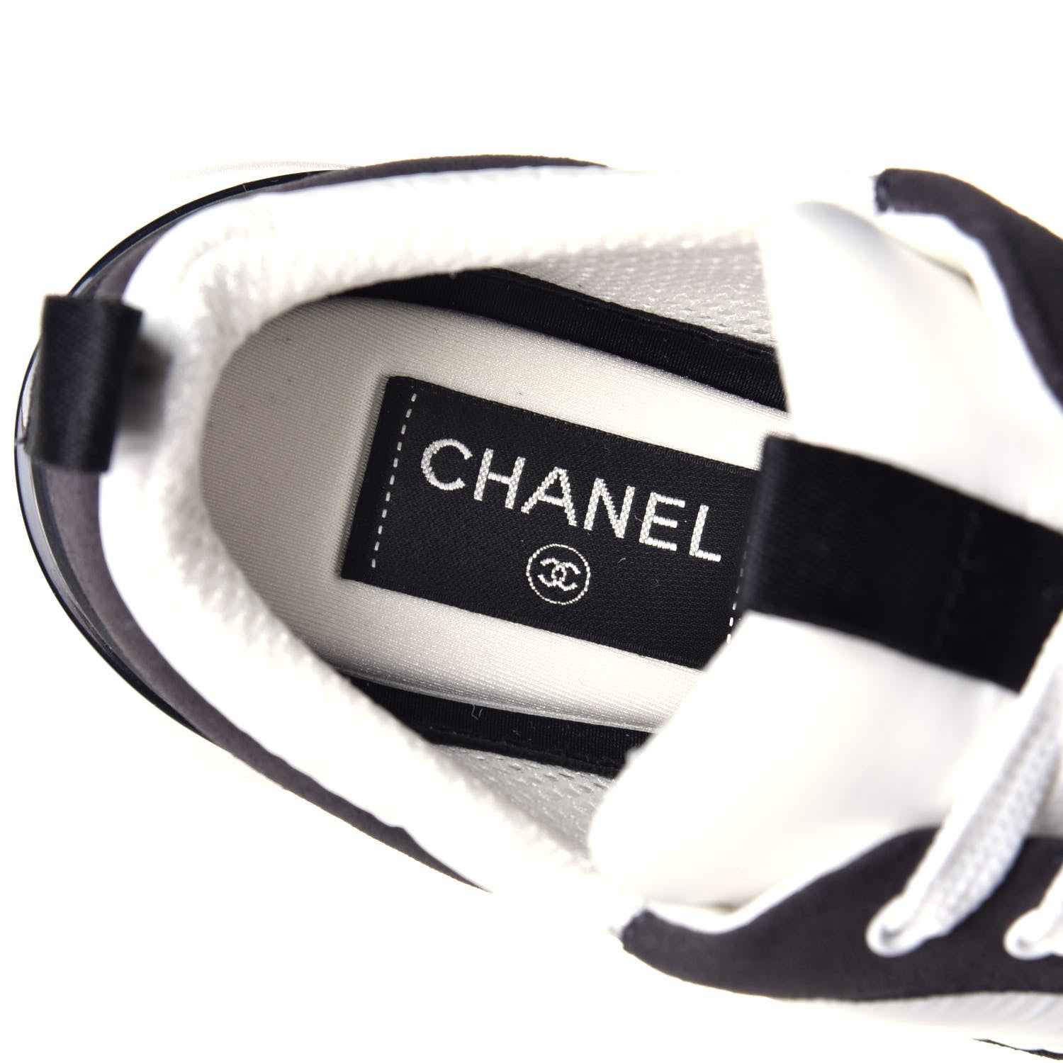 Chanel Nylon Suede Calfskin CC Sneakers 36.5 White Dark Grey 8 of 10