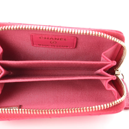 Chanel Lambskin Quilted Zip Around Coin Purse Wallet Fuchsia 5 of 8