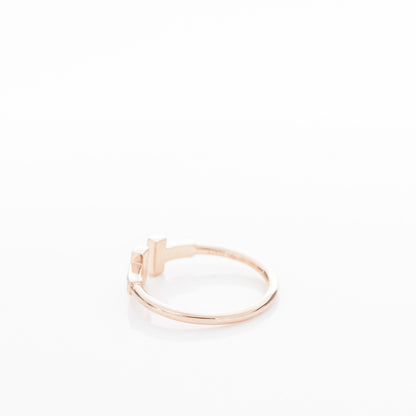 Tiffany 18K Rose Gold Diamond T Wire Ring 52 6 3 of 4