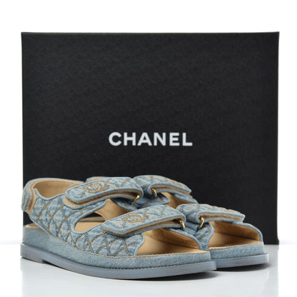 Chanel Denim Quilted Dad Sandals 38 Blue 13 of 13