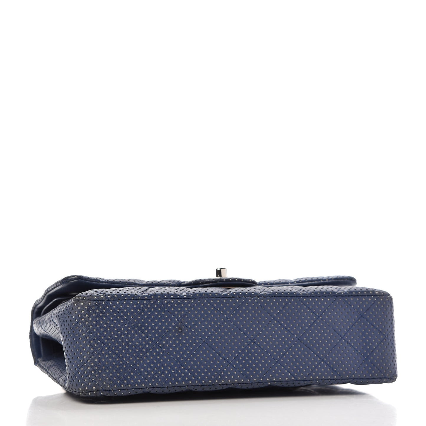 Lambskin Perforated Medium Double Flap Blue