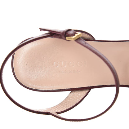 Gucci Lifford Calfskin GG Marmont Ankle Wrap 105mm Sandals 36 Vintage Bordeaux 7 of 10