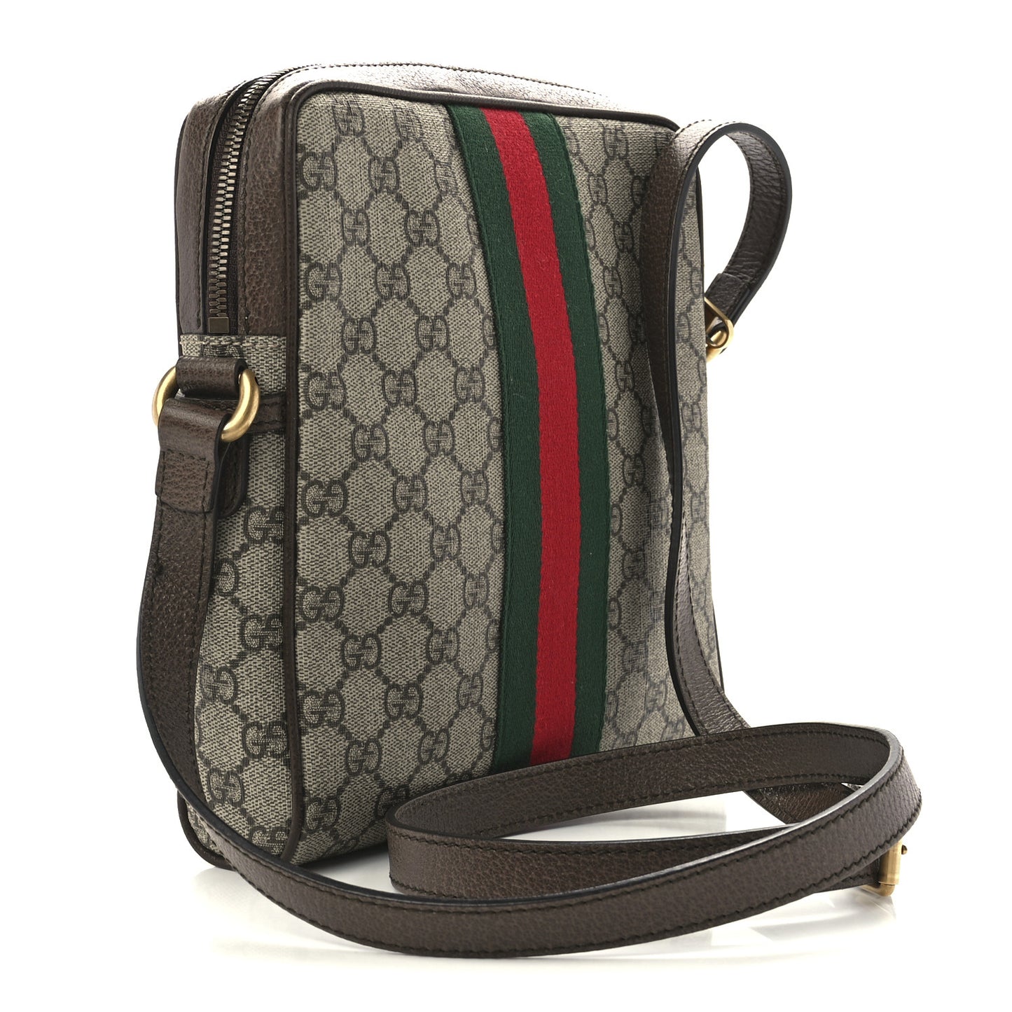GG Supreme Monogram Web Small Ophidia Messenger Bag Brown