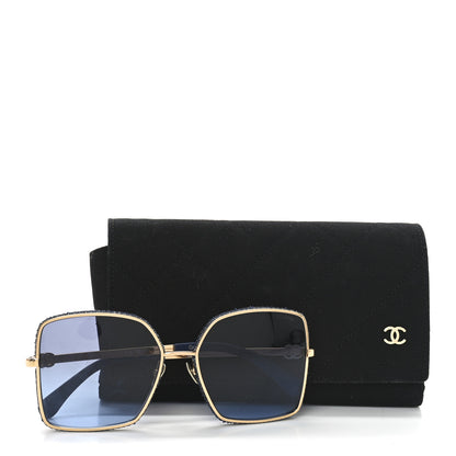 Chanel Metal Calfskin Denim Square Sunglasses 4288Q Blue Blue 7 of 7
