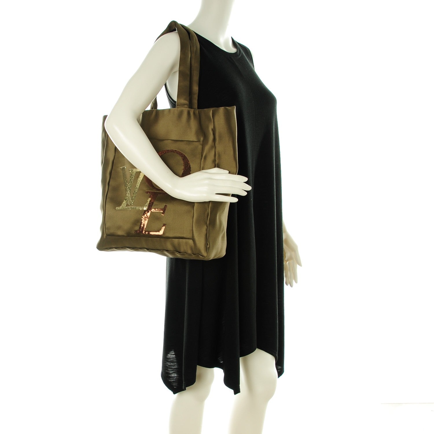 Louis Vuitton Satin Sequin Thats Love LVOE Tote Kaki 2 of 7