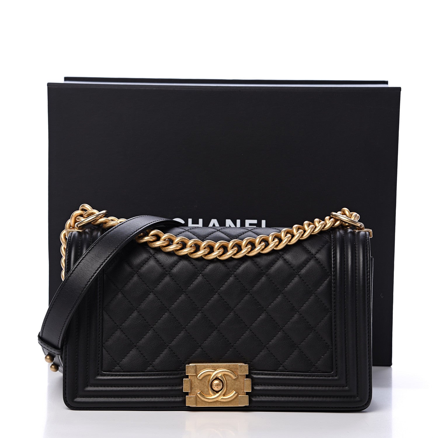 Chanel Calfskin Quilted Medium Boy Flap Black 12 of 12