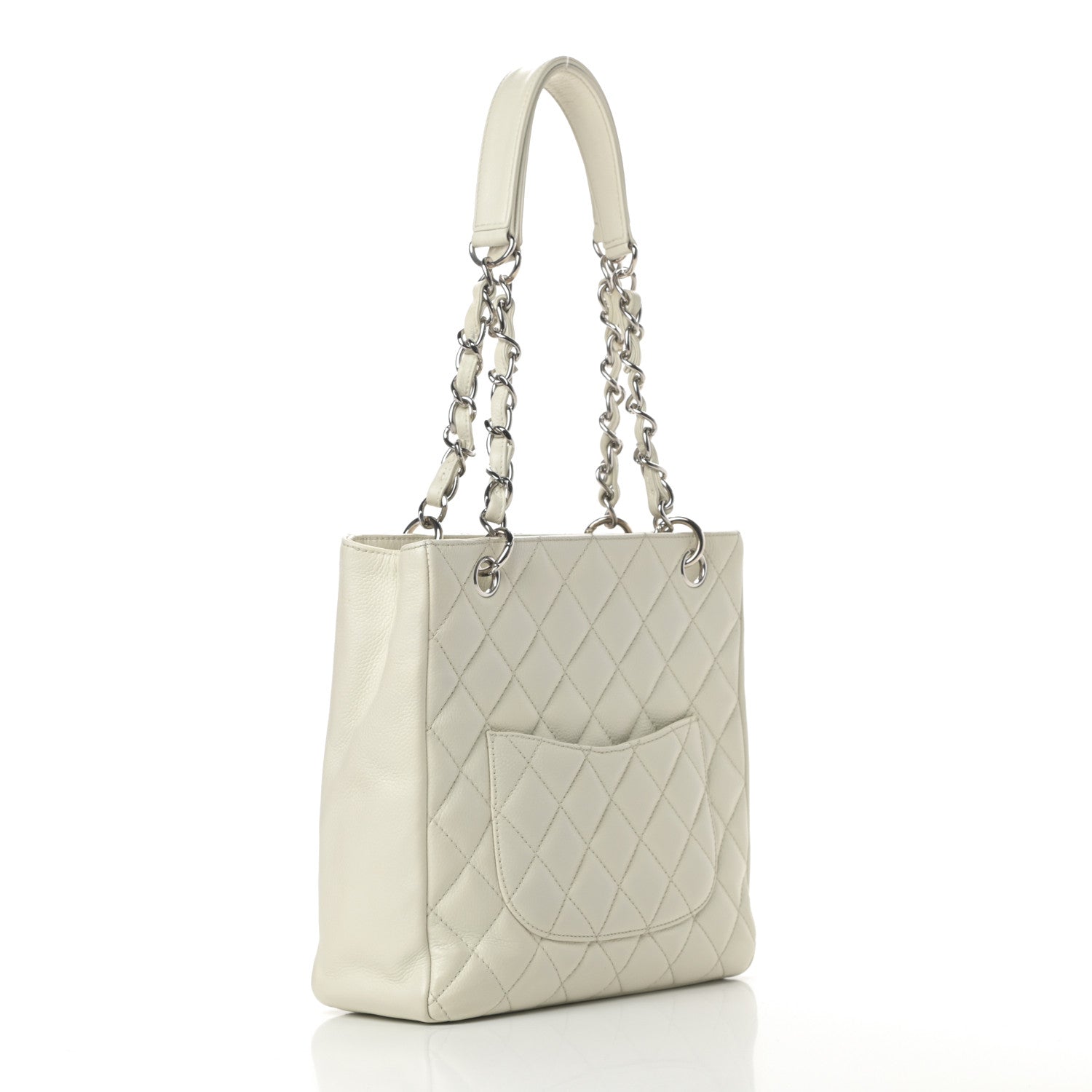 Chanel Caviar Quilted Petit Shopping Tote PST White 3 of 16