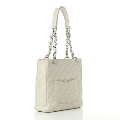 Chanel Caviar Quilted Petit Shopping Tote PST White 3 of 16