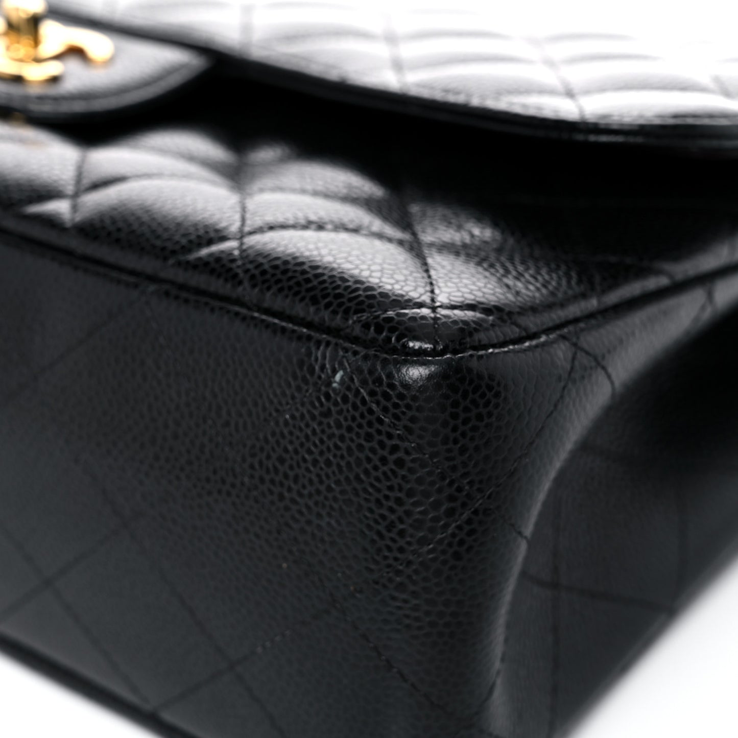 Caviar Quilted Jumbo Double Flap Black