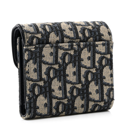 Christian Dior Oblique Saddle Lotus Wallet Blue 3 of 9