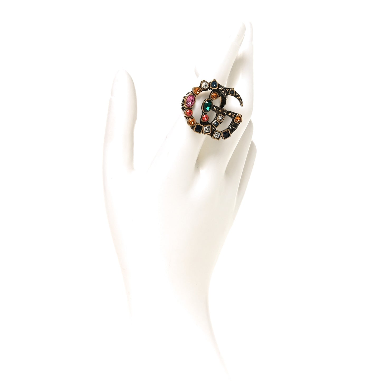 Crystal Double G Ring S Multicolor