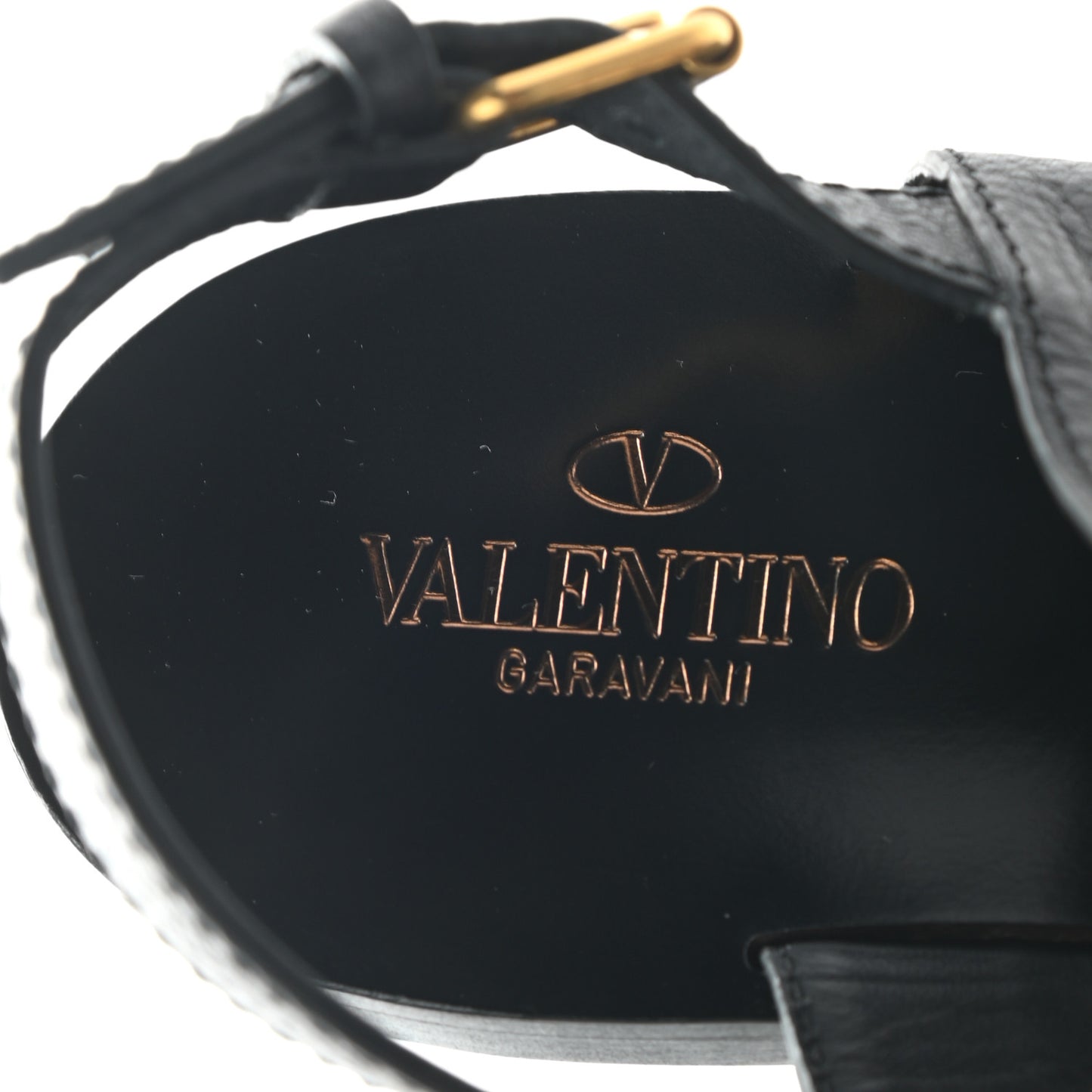 Grainy Cowhide Vlogo Slingback Flat Thong Sandals 37.5 Black