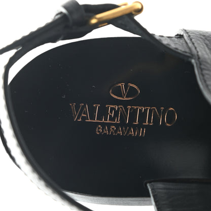 Valentino Garavani Grainy Cowhide Vlogo Slingback Flat Thong Sandals 37.5 Black 7 of 7