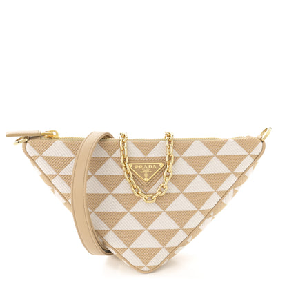 Prada Jacquard Triangolo Symbole Embroidered Mini Triangle Bag Corda Talco 1 of 11
