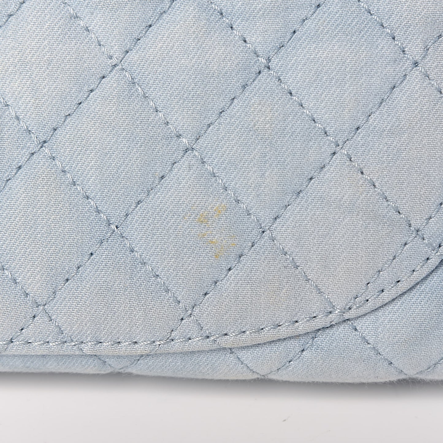 Denim Quilted Swarovski Crystal Flap Blue