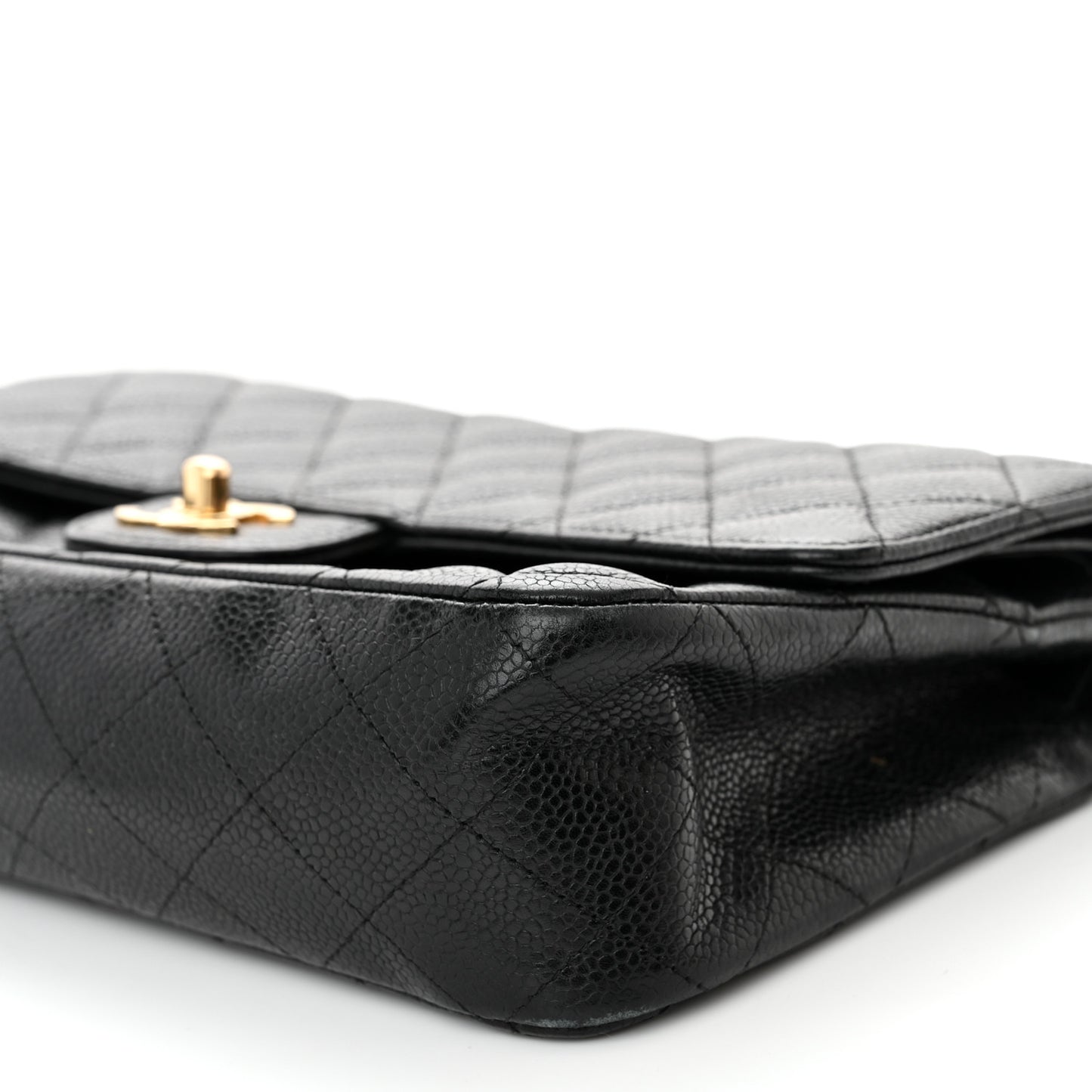 Caviar Quilted Medium Double Flap Black