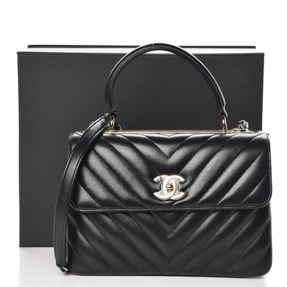 Chanel Lambskin Chevron Quilted Small Trendy CC Dual Handle Flap Bag Black 9 of 9