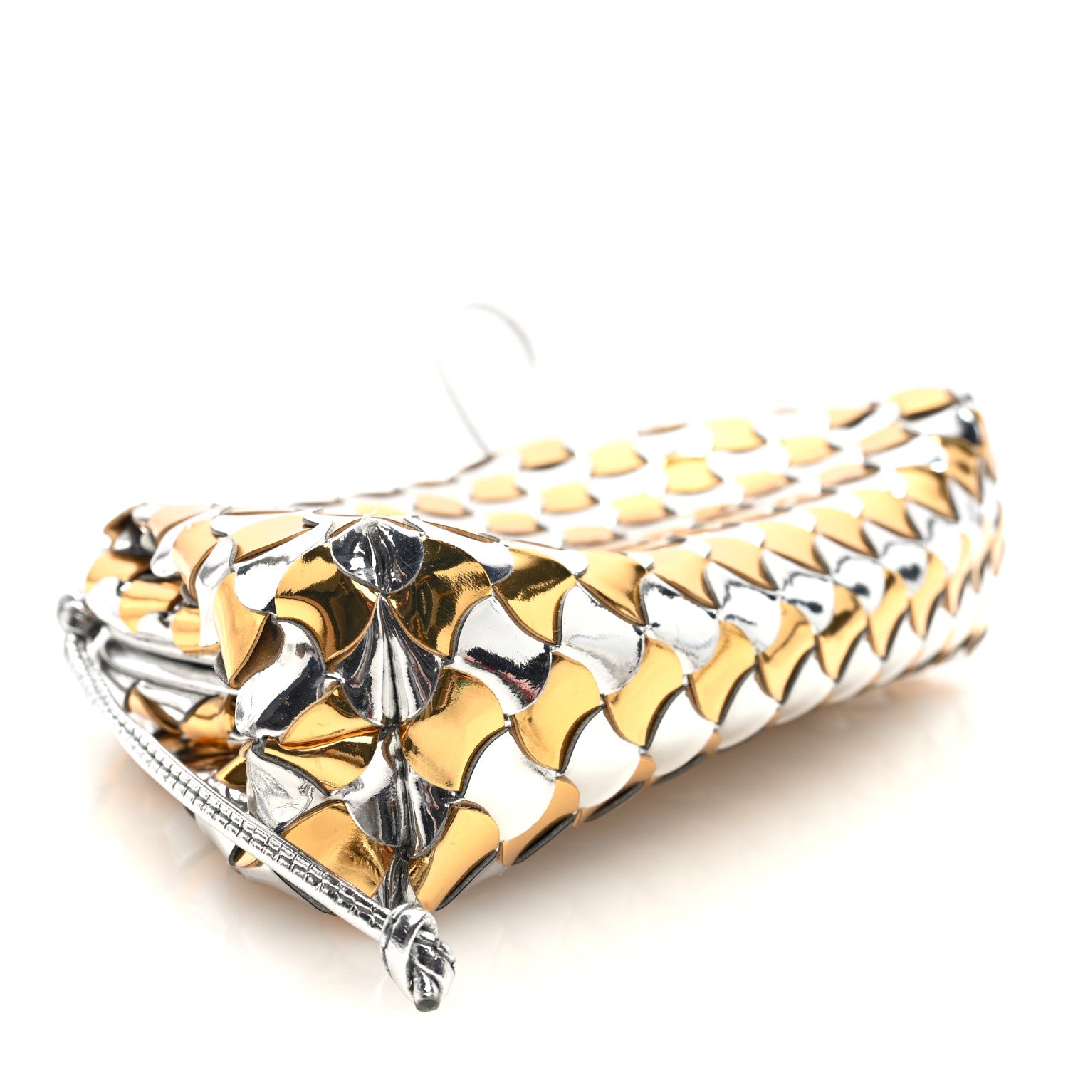 Bottega Veneta Metallic Lambskin Intrecciato The Mini Pouch Silver Gold 4 of 9