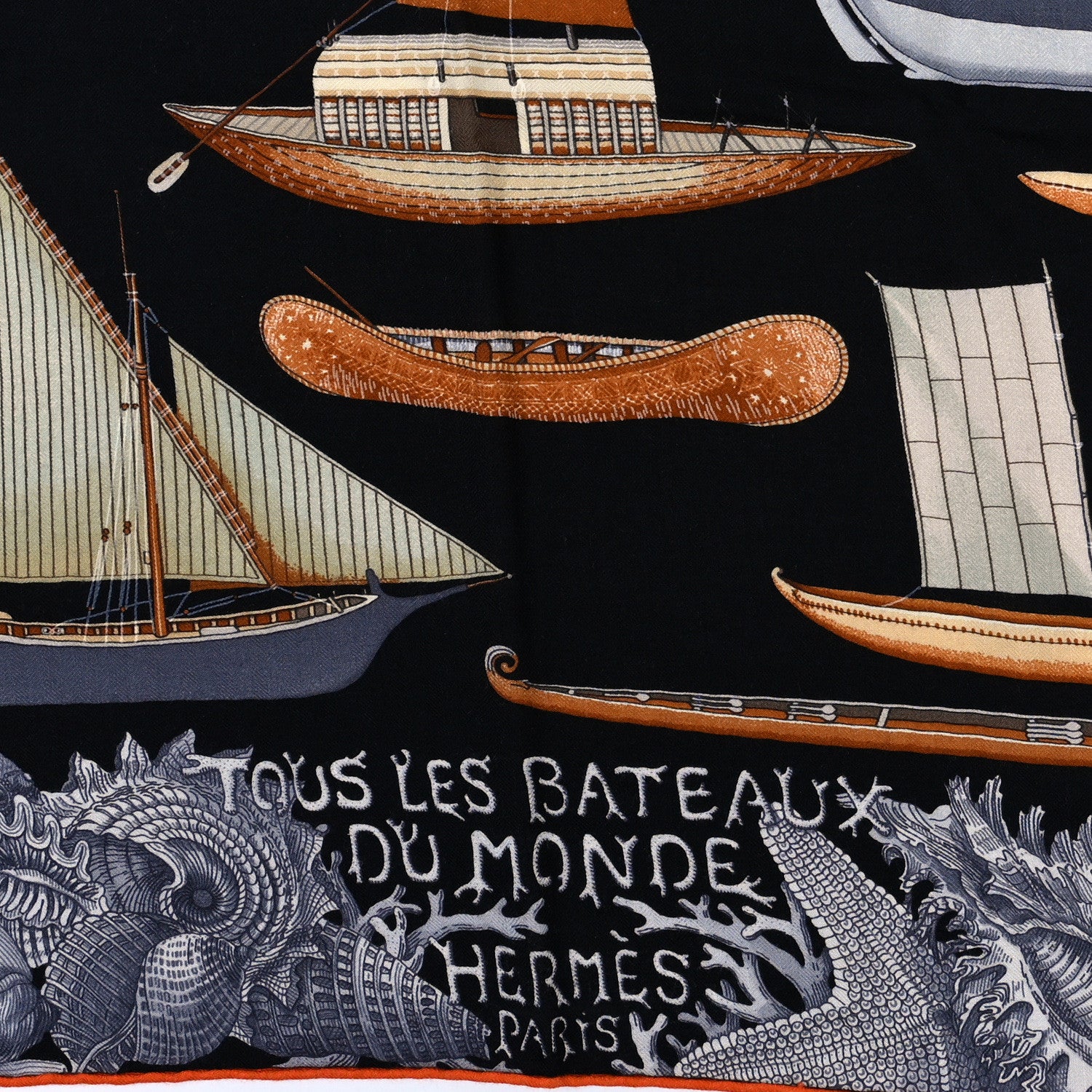 Hermes Cashmere Silk Tous Les Bateaux du Monde Shawl 140 2 of 4
