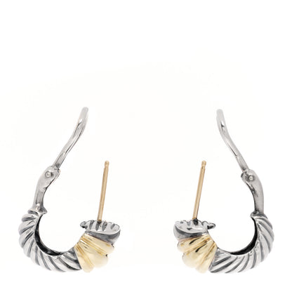 David Yurman Sterling Silver 14K Yellow Gold Thoroughbred Shrimp Earrings 3 of 4