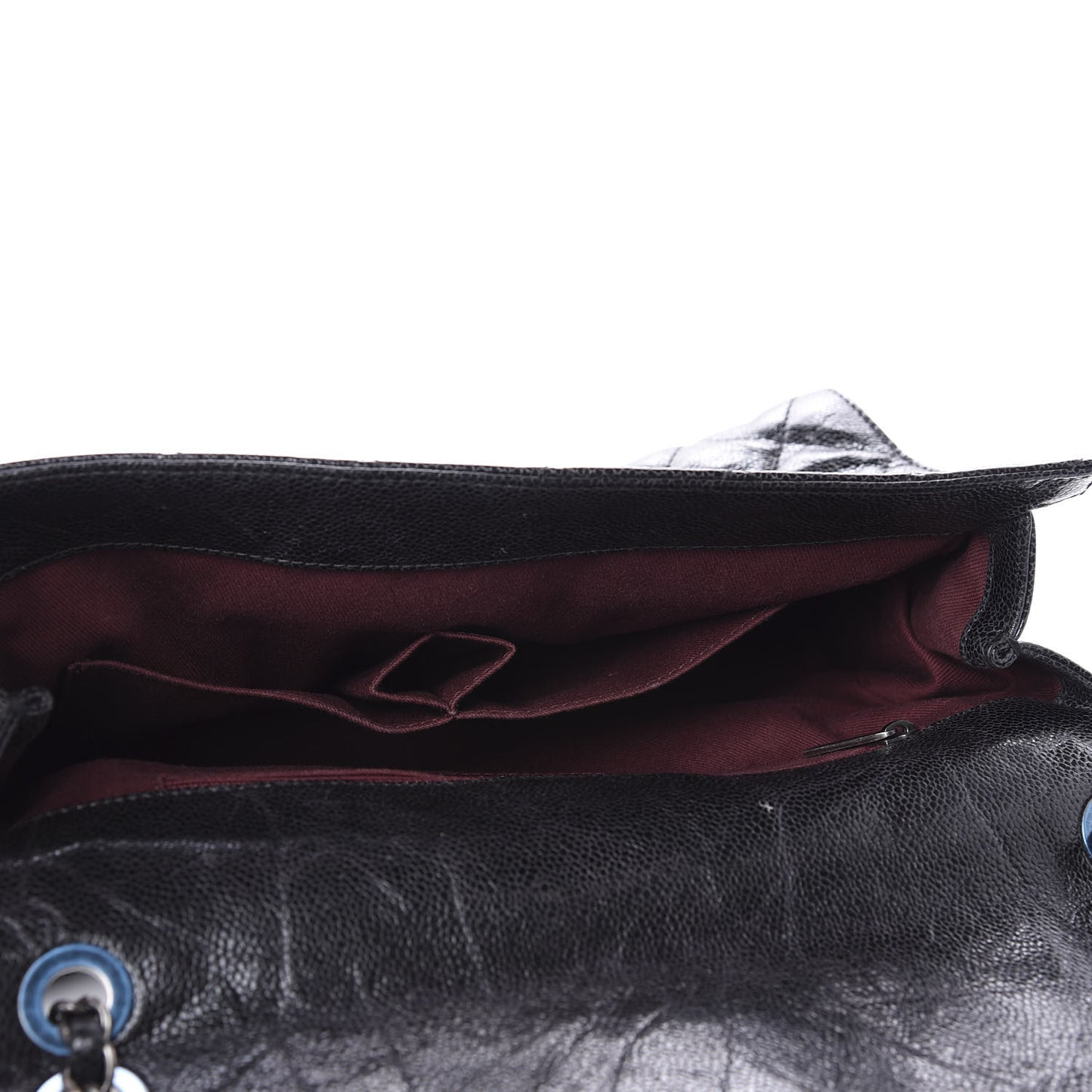 Crumpled Grained Calfskin Jumbo CC Crave Flap Black