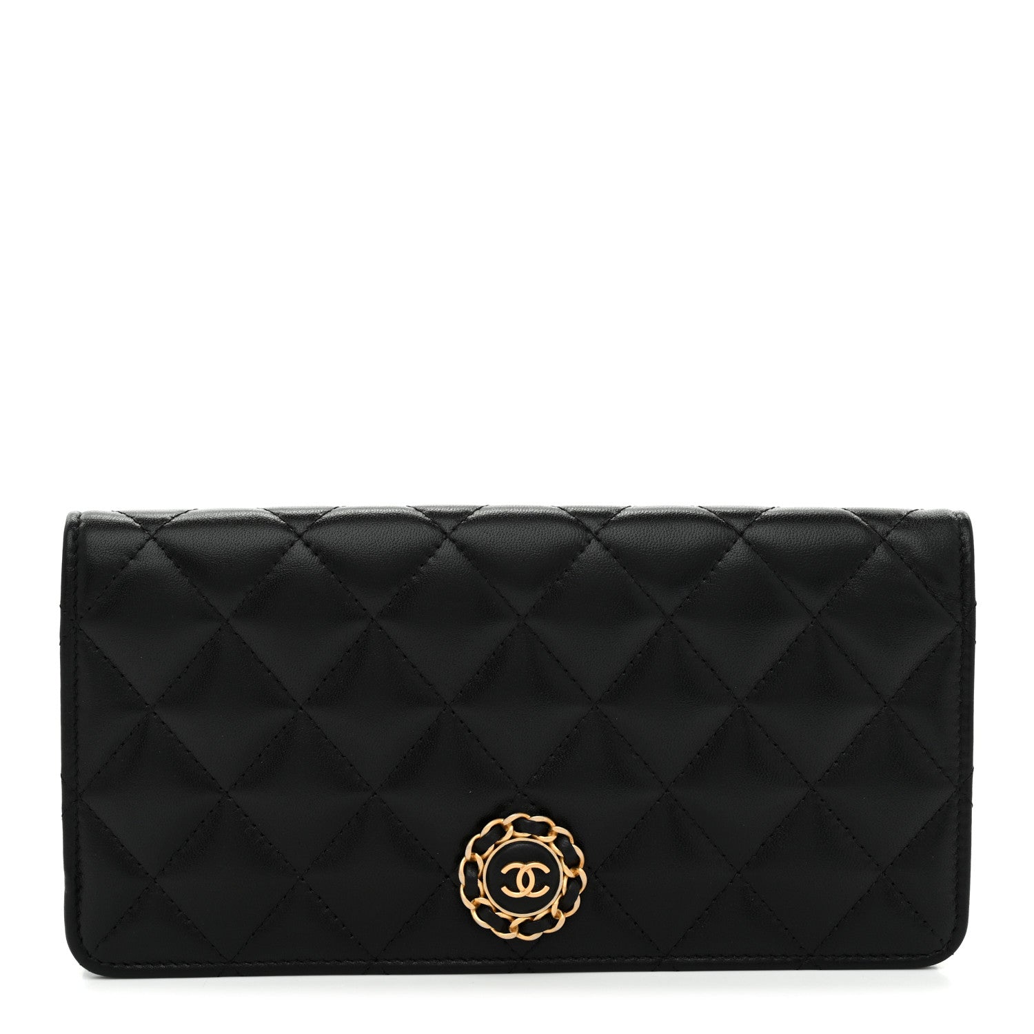 Chanel Lambskin Quilted Wallet Clutch Black 1 of 8