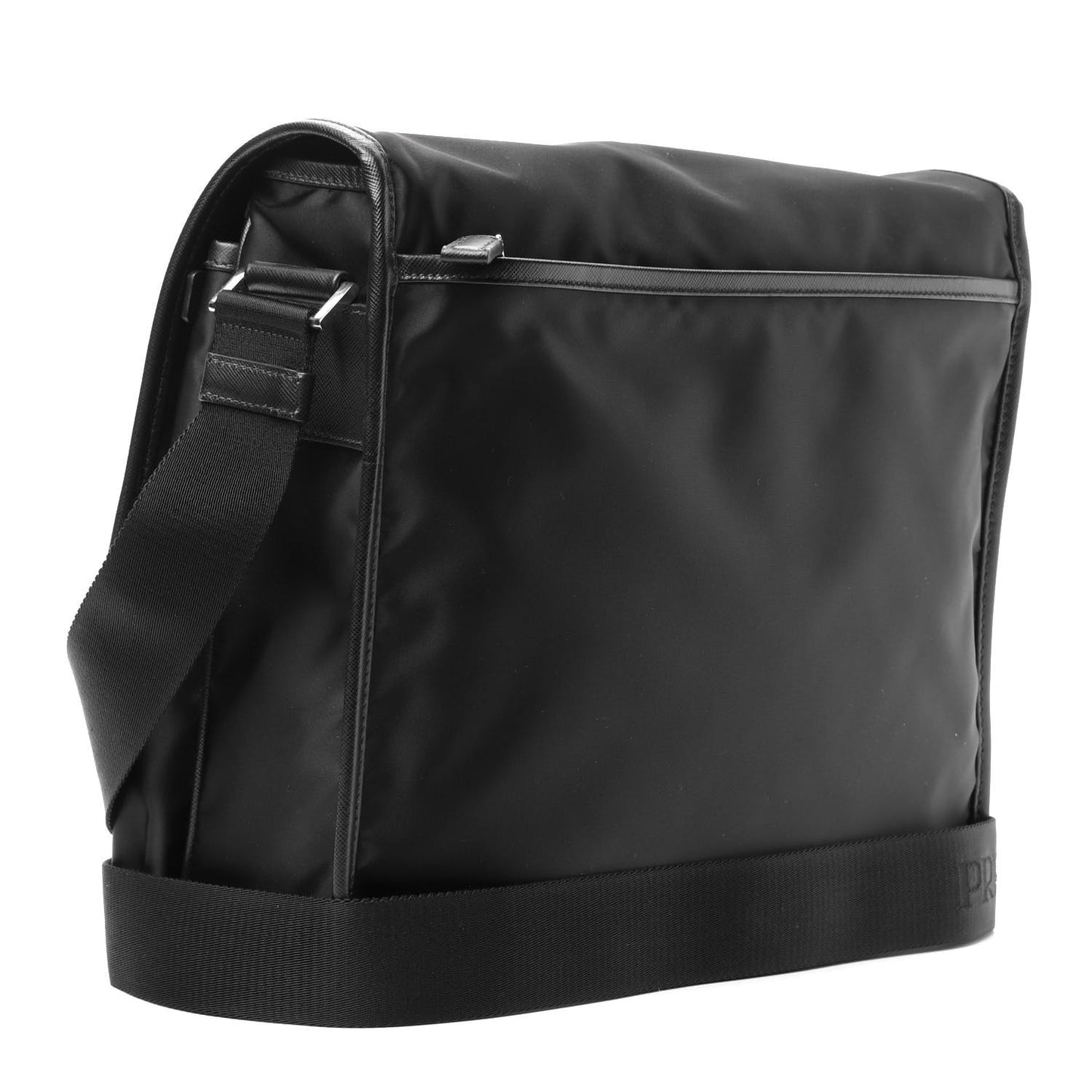 Tessuto Nylon Saffiano Logo Messenger Bag Black
