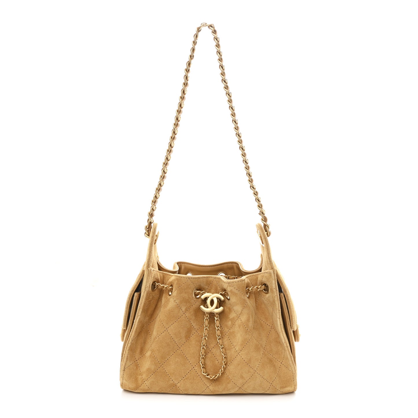 Suede Quilted Mini Chanel 25 Handbag Beige