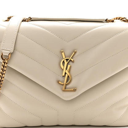 Saint Laurent Calfskin Y Quilted Monogram Small Loulou Chain Satchel Crema Soft 7 of 9