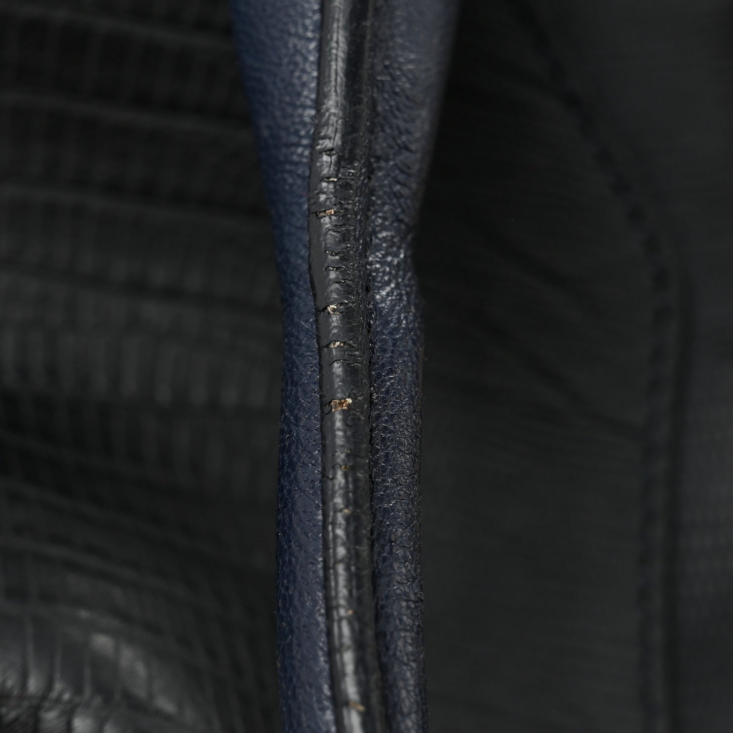 Calfskin Lizard Embossed Large Cabas ChYc Navy Blue