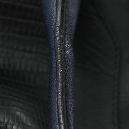 Saint Laurent Calfskin Lizard Embossed Large Cabas ChYc Navy Blue 10 of 13