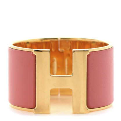 Hermes Enamel Extra Wide Clic Clac H Bracelet PM Rouge Corail 1 of 5