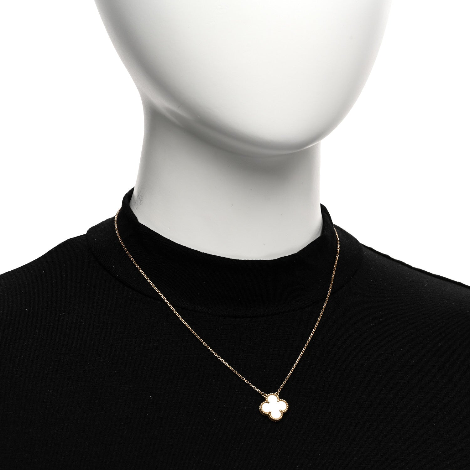 Van Cleef & Arpels 18K Yellow Gold Mother of Pearl Vintage Alhambra Pendant Necklace 2 of 5
