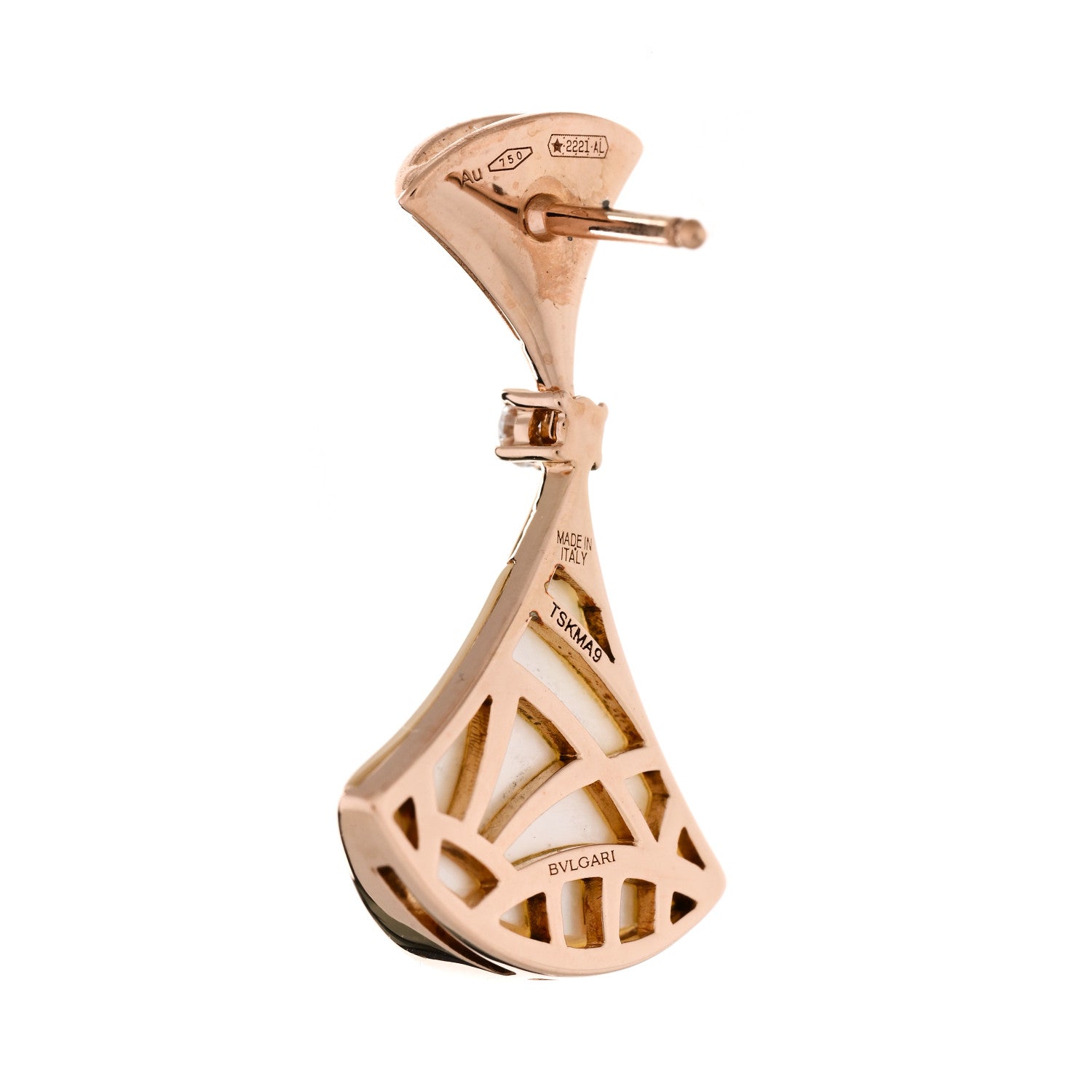 Bulgari 18K Rose Gold Diamond Mother of Pearl Divas' Dream Earrings 4 of 5