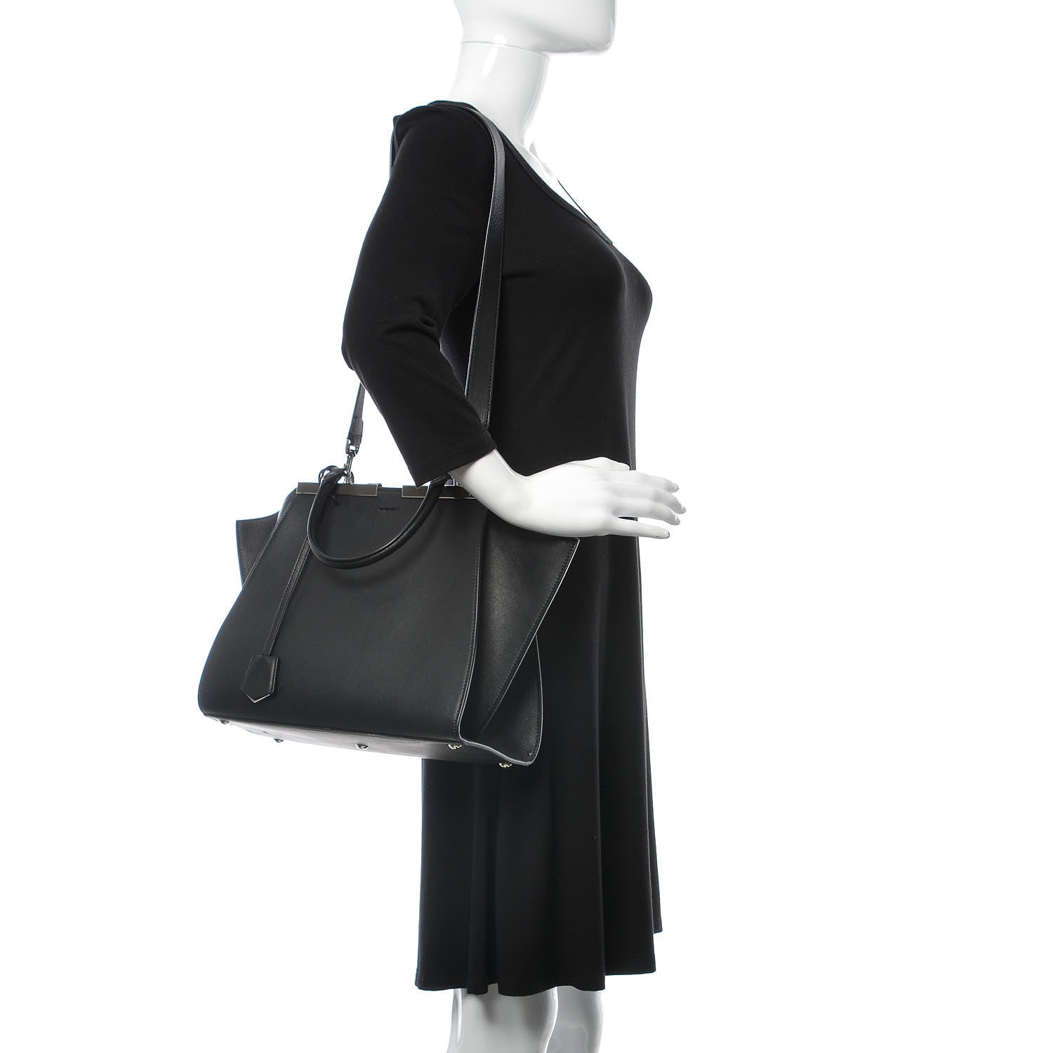 Fendi Vitello Dolce Petite 3jours Tote Black 2 of 12
