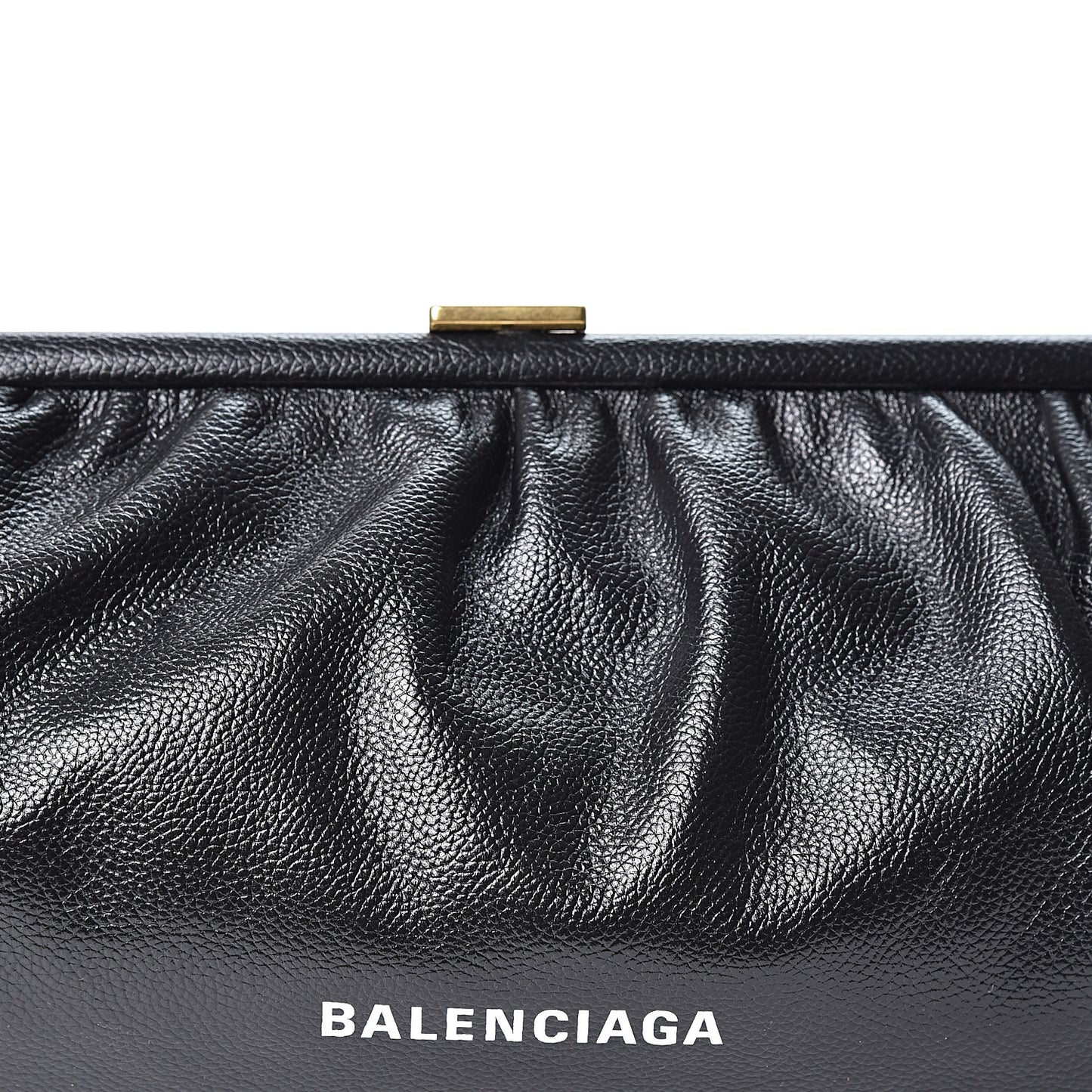 Grained Calfskin Logo XL Cloud Clutch Black