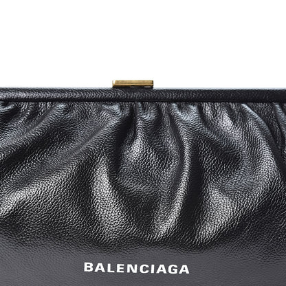 Balenciaga Grained Calfskin Logo XL Cloud Clutch Black 7 of 9
