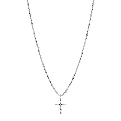 David Yurman Sterling Silver Diamond Cable Classics Cross Necklace 1 of 4