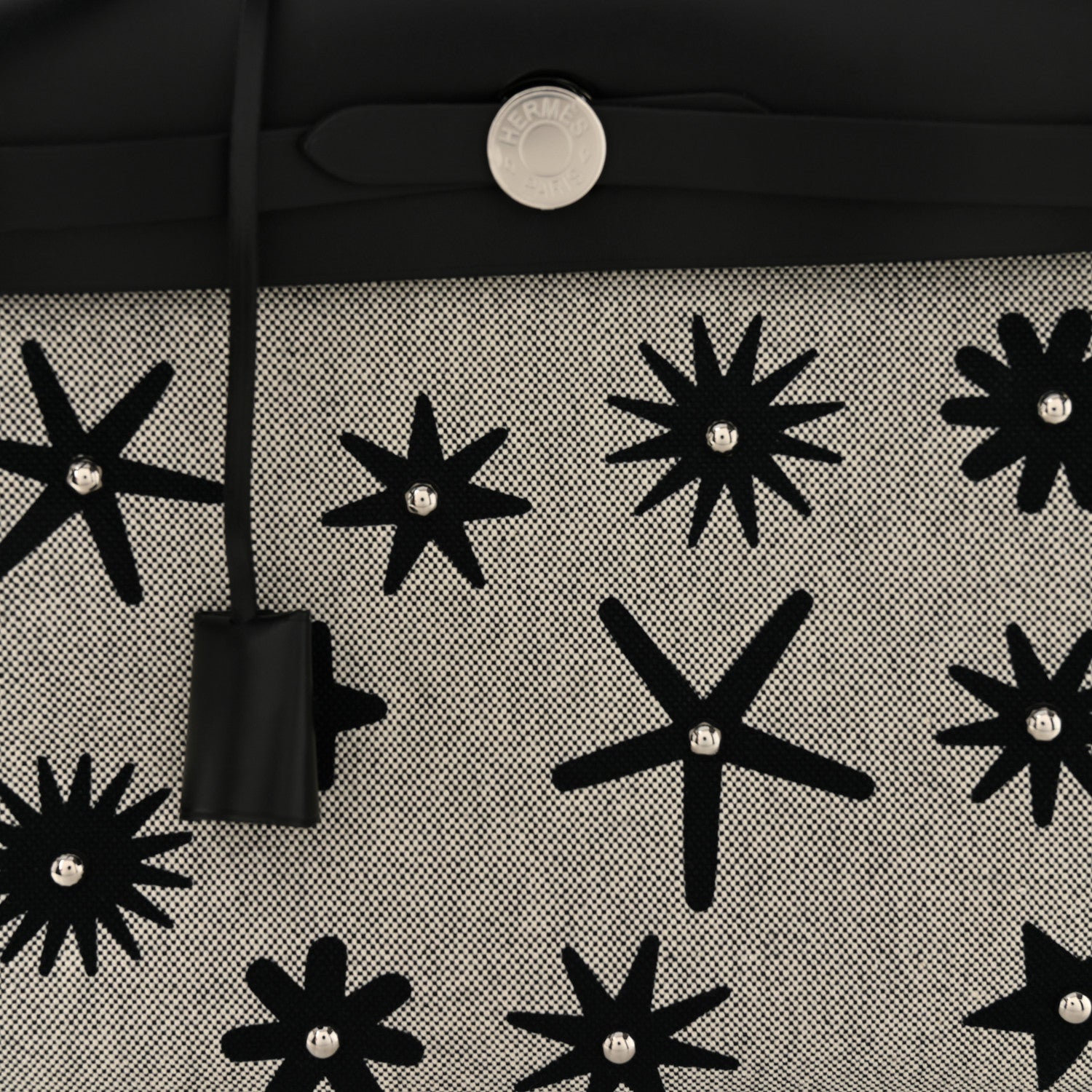 Hermes H Plume Canvas Vache Hunter Circuit Rider Hobnailed Herbag Zip Retourne 31 PM Black Ecru 9 of 11