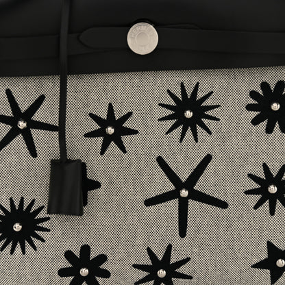 Hermes H Plume Canvas Vache Hunter Circuit Rider Hobnailed Herbag Zip Retourne 31 PM Black Ecru 9 of 11