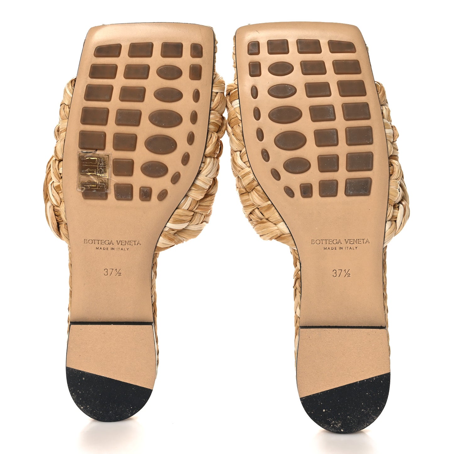 Raffia Twisted Intrecciato Stretch Flat Sandals 37.5 Macadamia